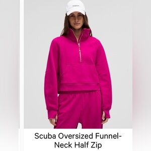 Lululemon Scuba Oversized Funnel-Neck Half Zip - Bright Fuchsia xs/s